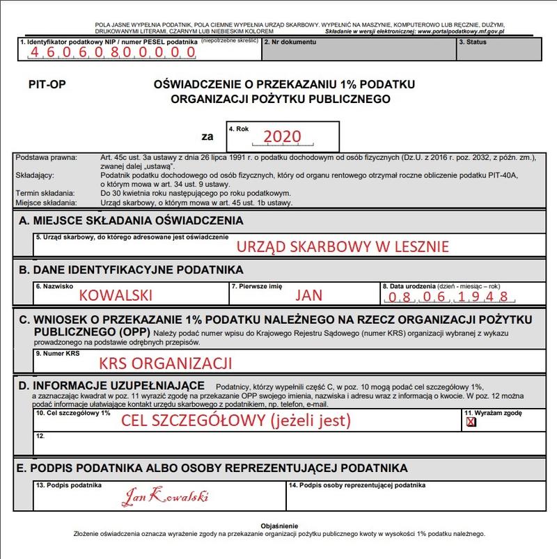 Jak wypełnić formularz PIT 0